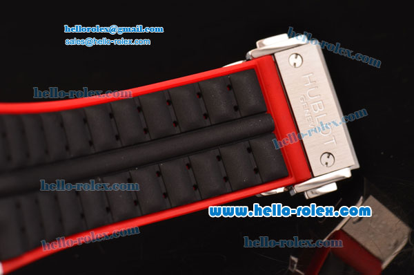 Hublot King Power Ferrari Chrono Miyota OS20 Quartz Steel Case with Black Rubber Strap Black Dial - Click Image to Close
