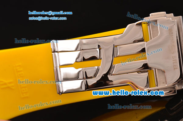 Hublot King Power Ferrari Chrono Miyota OS20 Quartz Steel Case with White Rubber Strap Yellow Dial - Click Image to Close