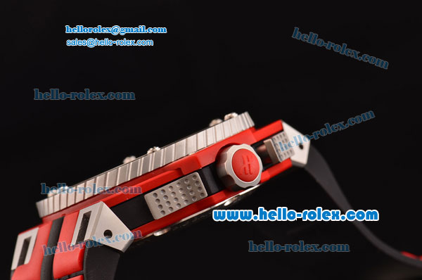 Hublot King Power Ferrari Chrono Miyota OS20 Quartz Steel Case with Red Rubber Strap Pink Dial - Click Image to Close