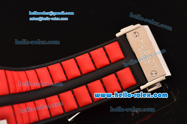 Hublot King Power Ferrari Chrono Miyota OS20 Quartz Steel Case with Red Rubber Strap Pink Dial - Click Image to Close