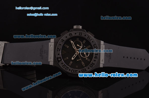 Hublot BIG BANG KING GMT Chronograph Swiss Valjoux 7750-SHG Automatic PVD Case with Black Rubber Strap and Black Dial 1:1 Original - Click Image to Close