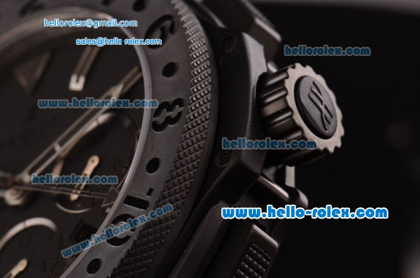 Hublot BIG BANG KING GMT Chronograph Swiss Valjoux 7750-SHG Automatic PVD Case with Black Rubber Strap and Black Dial 1:1 Original - Click Image to Close
