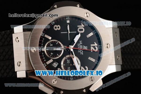 Hublot Big Bang Chrono Swiss Valjoux 7750 Automatic Steel Case Black Dial With Stick/Arabic Numeral Markers Black Rubber Strap - Click Image to Close