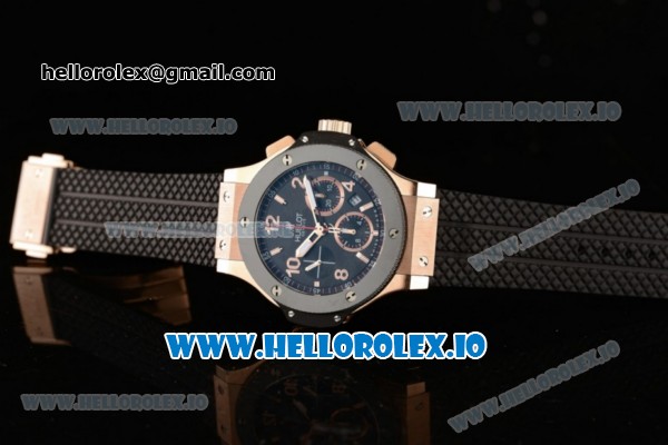 Hublot Big Bang Evolution Chrono Swiss Valjoux 7750 Automatic Rose Gold/PVD Case Black Dial With Stick/Arabic Numeral Markers Black Rubber Strap - Click Image to Close