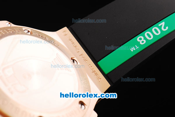Hublot Big Bang Euro 2008 Swiss Valjoux 7750 Chronograph Movement RG Case with Ceramic Bezel and Black Dial-RG Stick Marker - Click Image to Close