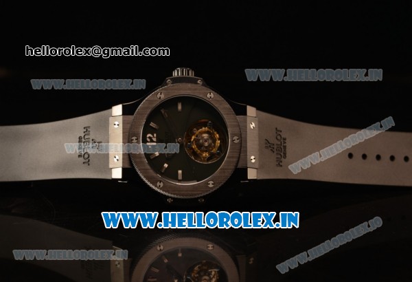 Hublot Big Bang Tourbillon Movement PVD Case Ceramic Bezel with Black Dial and Black Rubber Strap - Click Image to Close