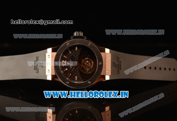 Hublot Big Bang Tourbillon Movement PVD Case Ceramic Bezel with Black Dial and Black Rubber Strap - Click Image to Close