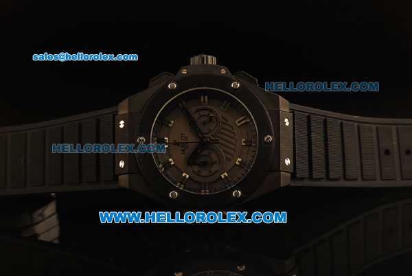 Hublot Big Bang Chronograph Miyota Quartz Movement PVD Case with Black Dial and Silvered Stick Markers - Click Image to Close