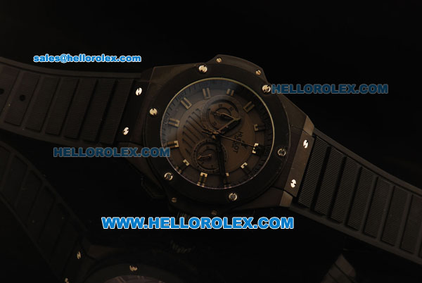 Hublot Big Bang Chronograph Miyota Quartz Movement PVD Case with Black Dial and Silvered Stick Markers - Click Image to Close