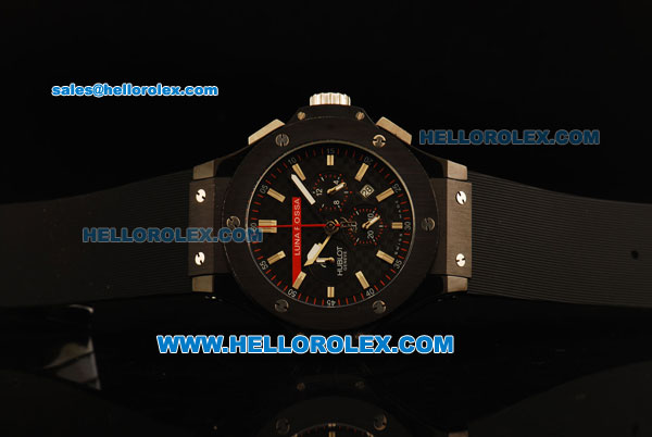 Hublot Big Bang Luna Rossa Chronograph Miyota Quartz Movement PVD Case with Black Dial and Rubber Strap - Click Image to Close