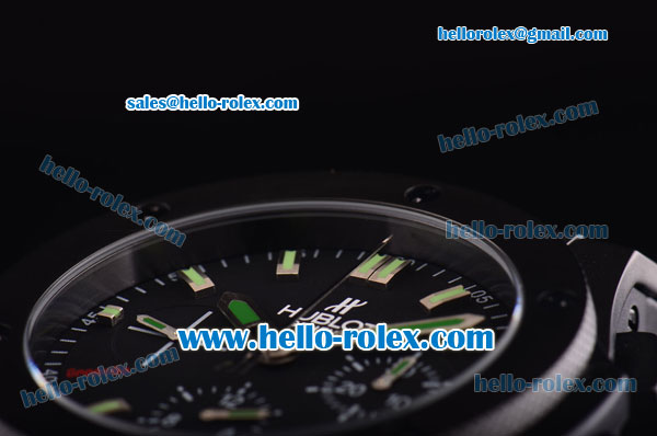Hublot Big Bang Swiss Valjoux 7750 Automatic Movement PVD Case with Black Dial - Green Markers - Click Image to Close