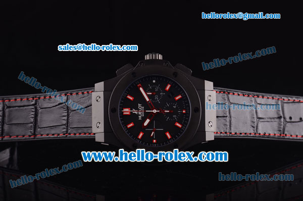 Hublot Big Bang Swiss Valjoux 7750 Automatic Movement PVD Case with Black Dial and Red Markers - Click Image to Close