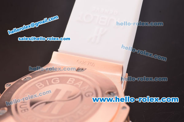 Hublot Big Bang Swiss ETA Quartz Rose Gold Case with Diamond Bezel and White Dial - Click Image to Close