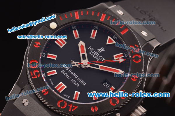 Hublot Big Bang King 1:1 Original Swiss Valjoux 7750 Automatic Movement PVD Case with Black Dial and Red Stick Hour Markers - Click Image to Close
