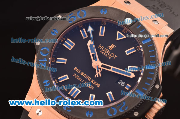 Hublot Big Bang King Swiss Valjoux 7750 Automatic Rose Gold Case with Ceramic Bezel and Black Dial - 1:1 Original - Click Image to Close