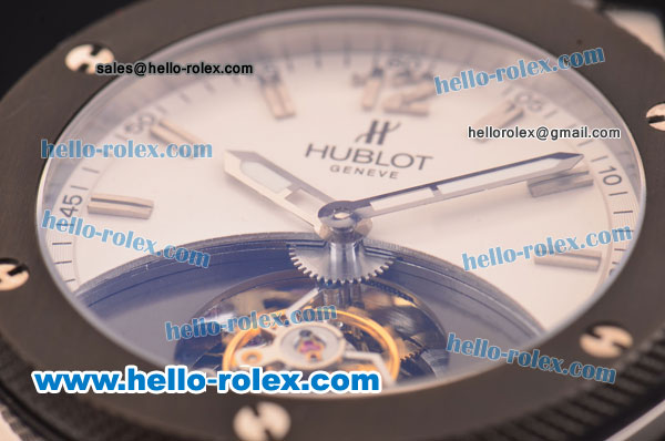 Hublot Big Bang Solo Bang Tourbillon Swiss Tourbillon Automatic Ceramic Bezel with White Dial - Click Image to Close