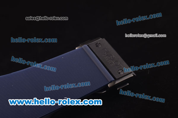 Hublot Classic Fusion Chrono Miyota Quartz PVD Case with Black Dial and Blue Rubber Strap - Click Image to Close