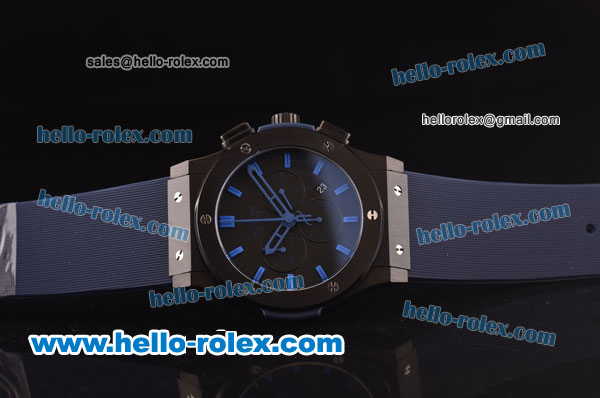 Hublot Classic Fusion Chrono Miyota Quartz PVD Case with Black Dial and Blue Markers - Click Image to Close