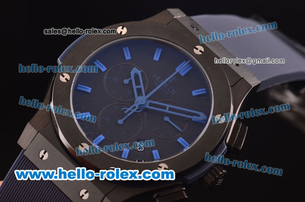 Hublot Classic Fusion Chrono Miyota Quartz PVD Case with Black Dial and Blue Markers - Click Image to Close