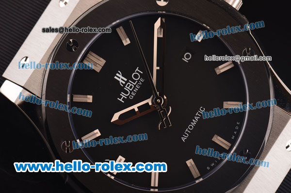 Hublot Classic Fusion Asia 2813 Automatic Steel Case with PVD Bezel and Black Dial - Click Image to Close