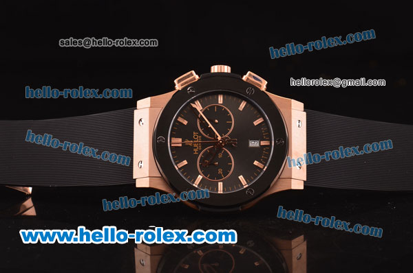 Hublot Classic Fusion Chrono Miyota Quartz Rose Gold Case with PVD Bezel and Grey Dial - Click Image to Close