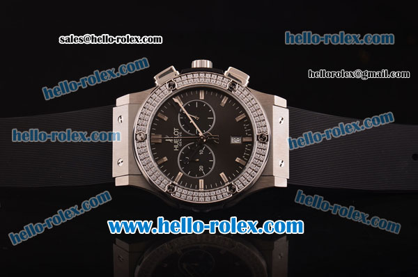 Hublot Classic Fusion Chronograph Miyota Quartz Diamond Bezel with Grey Dial - 7750 Coating - Click Image to Close