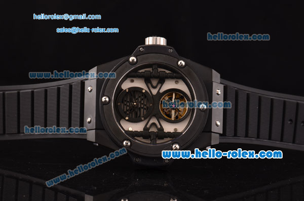 Hublot Tourbillon Vendome Limited Edition ST25 Automatic PVD Case with White Dial and Black Rubber Strap - Click Image to Close