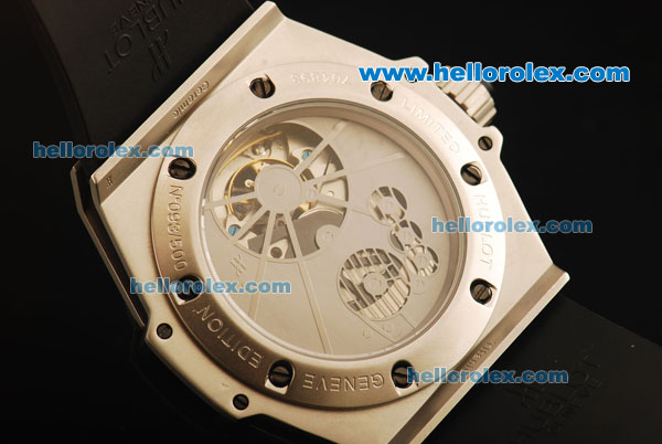 Hublot King Power Tourbillon Automatic Movement SS Case with Black Dial and Rubber Strap - Click Image to Close
