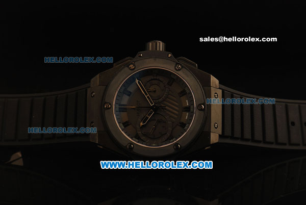 Hublot King Power Swiss Valjoux 7750 Automatic Movement PVD Case with Black Rubber Strap - Click Image to Close