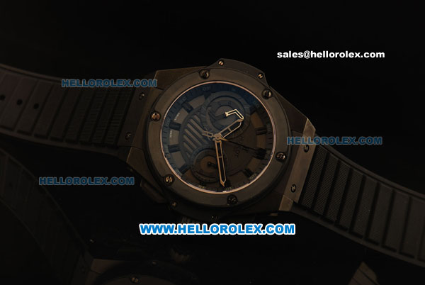 Hublot King Power Swiss Valjoux 7750 Automatic Movement PVD Case with Black Rubber Strap - Click Image to Close