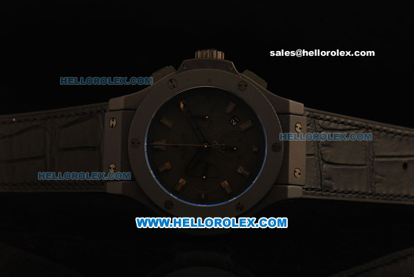 Hublot Big Bang Swiss Valjoux 7750 Automatic Movement PVD Case with Black Leather/Rubber Strap - Click Image to Close