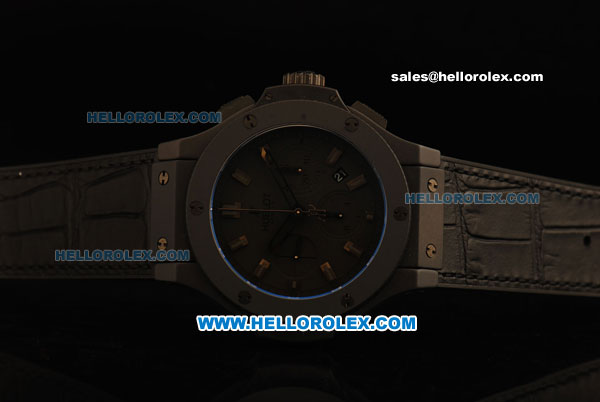 Hublot Big Bang Swiss Valjoux 7750 Automatic Movement PVD Case with Black Leather/Rubber Strap - Click Image to Close