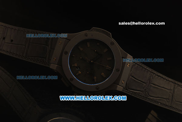 Hublot Big Bang Swiss Valjoux 7750 Automatic Movement PVD Case with Black Leather/Rubber Strap - Click Image to Close