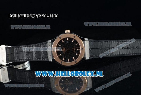 Hublot Classic Fusion Miyota 9015 Automatic Rose Gold Case with Black Dial Stick Markers and Black Genuine Leather Strap - Click Image to Close