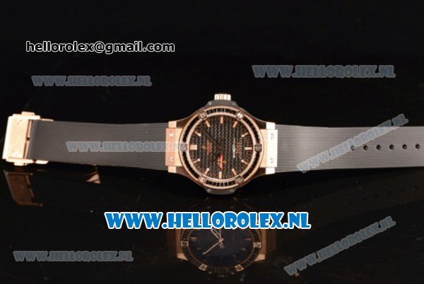 Hublot Big Bang Tutti Japanese Miyota Quartz Rose Gold Case with Black Dial Stick Markers and Black Rubber Strap - Click Image to Close