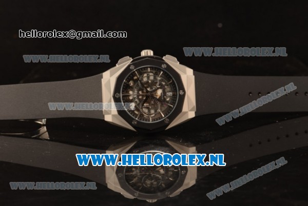 Hublot Classic Fusion Aerofusion Chronograph Orlinski Japanese Miyota OS20 Quartz Steel Case with Black Dial Stick Markers and Black Rubber Strap - Click Image to Close