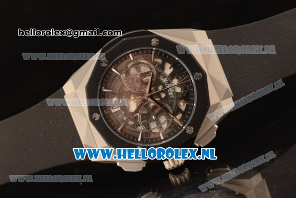 Hublot Classic Fusion Aerofusion Chronograph Orlinski Japanese Miyota OS20 Quartz Steel Case with Black Dial Stick Markers and Black Rubber Strap - Click Image to Close
