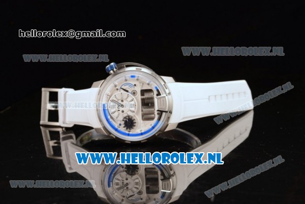 HYT H1 Iceberg Clone HTY Cal.101 Manual Winding Steel Case with White Dial and White Rubber Strap - Click Image to Close