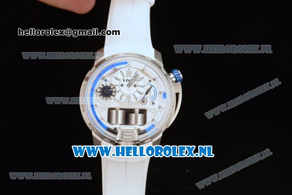 HYT H1 Iceberg Clone HTY Cal.101 Manual Winding Steel Case with White Dial and White Rubber Strap - Click Image to Close
