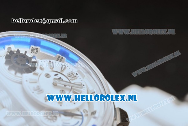 HYT H1 Iceberg Clone HTY Cal.101 Manual Winding Steel Case with White Dial and White Rubber Strap - Click Image to Close