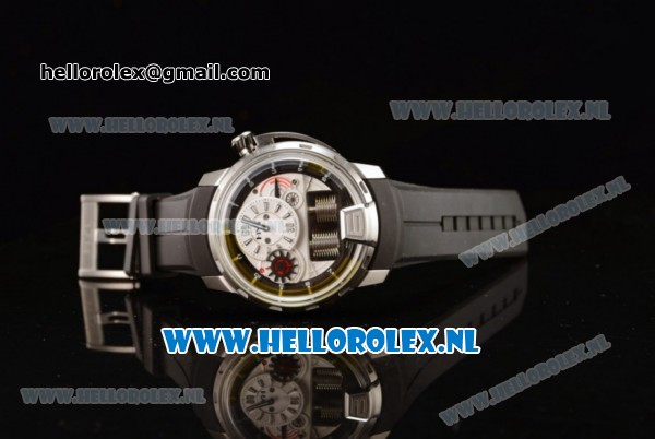 HYT H1 Titanium Clone HTY Cal.101 Manual Winding Steel Case with White Dial and Black Rubber Strap - Click Image to Close