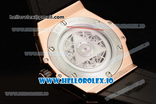 Hublot Big Bang Sang Bleu 9015 Automatic Rose Gold Case with Brown Dial Arabic Numeral Markers and Genuine Leather Strap - Click Image to Close