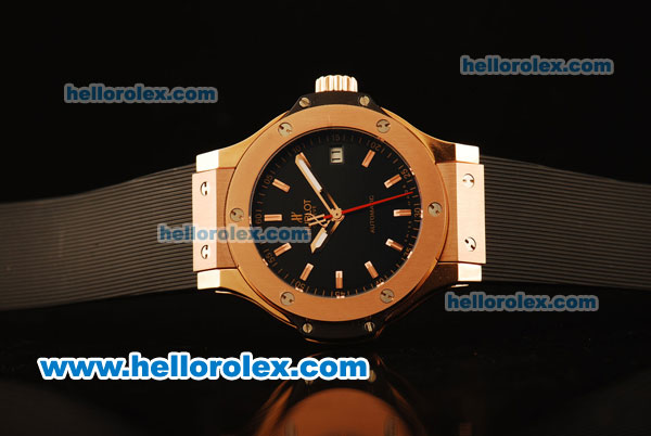 Hublot Big Bang Miyota Automatic Rose Gold Case with Black Dial and Black Rubber Strap-Lady Size - Click Image to Close