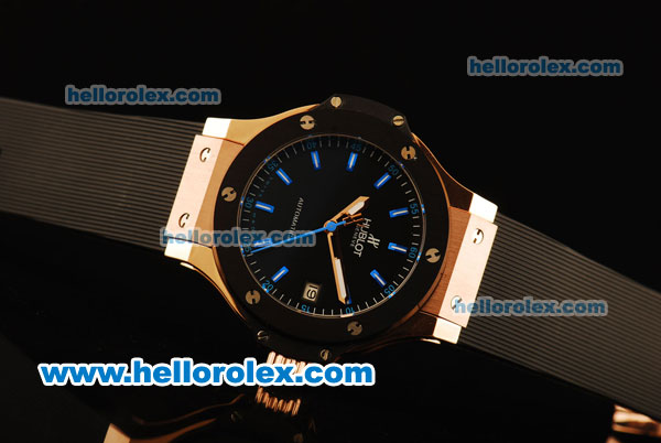 Hublot Big Bang Miyota Automatic Rose Gold Case with PVD Bezel and Black Rubber Strap-Lady Size - Click Image to Close