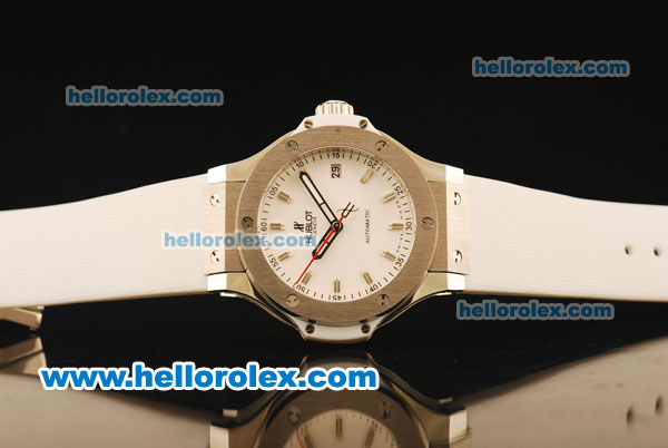 Hublot Big Bang Miyota Automatic Steel Case with White Dial and White Rubber Strap-Lady Size - Click Image to Close