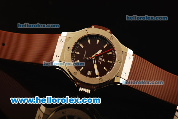 Hublot Big Bang Miyota Automatic Steel Case with Brown Dial and Brown Rubber Strap-Lady Size - Click Image to Close