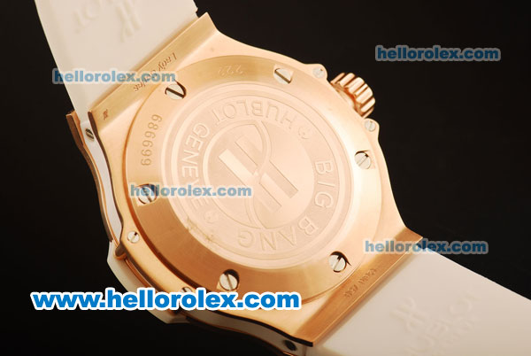 Hublot Big Bang Miyota Automatic Rose Gold Case with White Dial and White Rubber Strap-Lady Size - Click Image to Close