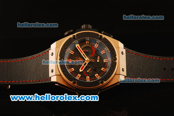 Hublot King Power F1 Swiss Valjoux 7750 Automatic Rose Gold Case with Black Dial and Black Rubber Strap - Click Image to Close