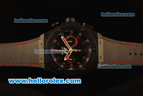 Hublot King Power Swiss Valjoux 7750 Automatic PVD Case with Black Dial and Black Rubber Strap - Click Image to Close