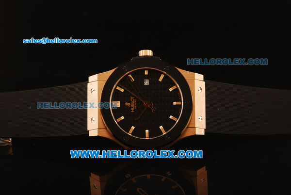 Hublot Classic Fusion Swiss ETA 2824 Automatic Rose Gold Case with PVD Bezel and Black Grid Dial - 1:1 Original - Click Image to Close